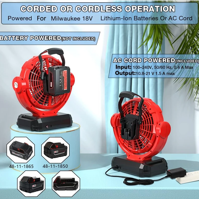 Power Tools In Construction - Ventilatore senza fili per Milwaukee 18V